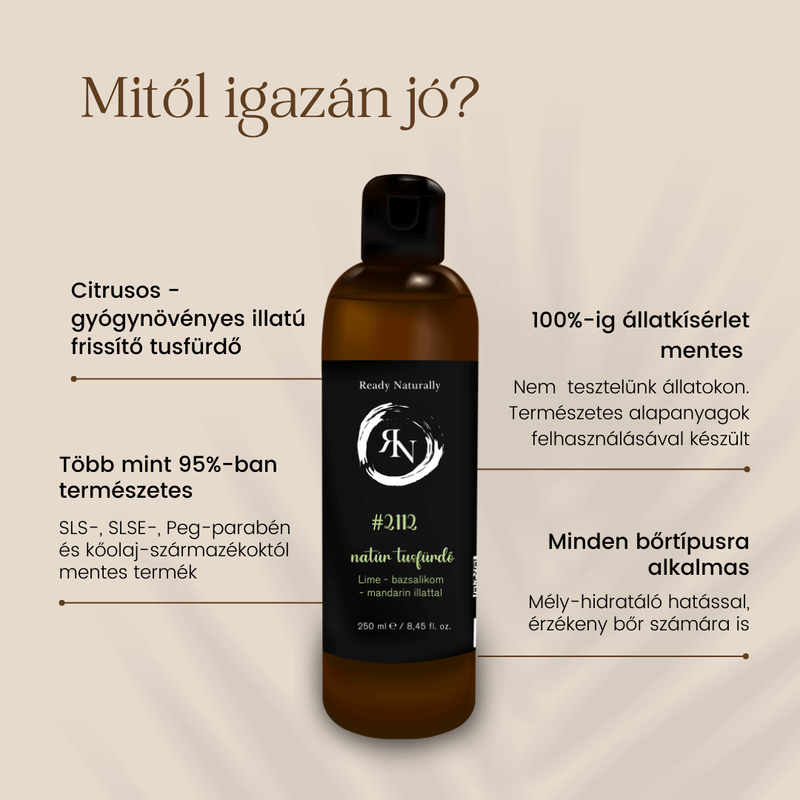 Natúr tusfürdő lime-bazsalikom-mandarin illattal